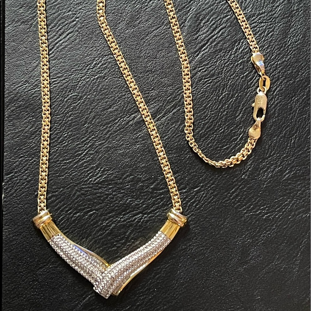 BR SUN Rhinestone and Gold Necklace 16”, Gorgeous!